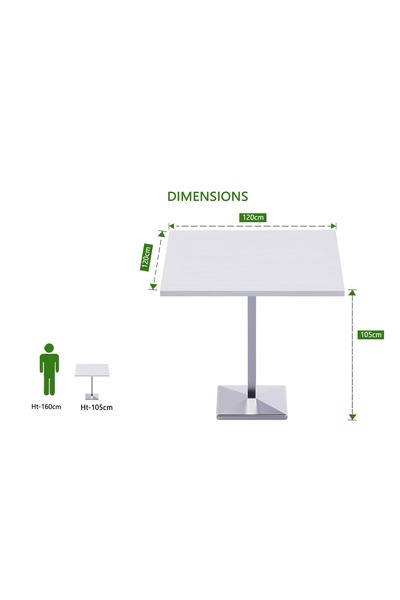 Mahmayi Bar Table Square Base 4 Seater Cocktail Bistro Table for Pub_White
