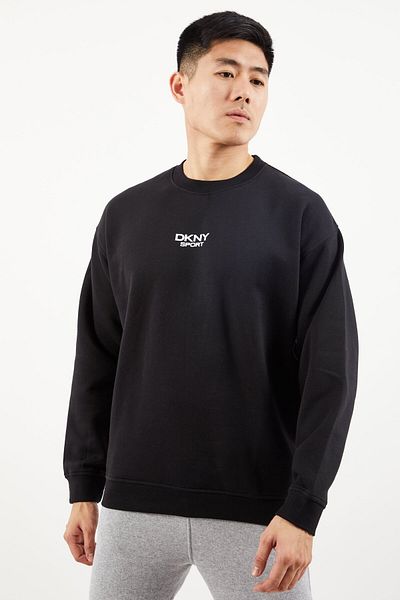 DKNY Sport Men Crew Neck Graphic Print Long Sleeves Sweatshirt, Black