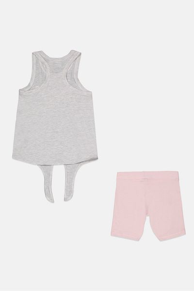 Puma Kids Girl 2 Pieces Sportswear Fit Brand Logo Top and Short Set, Light Grey