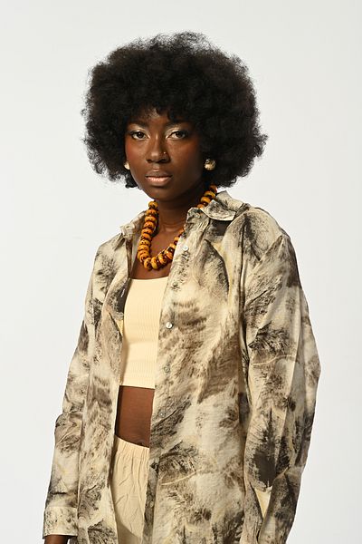 Orfeo Negro Women's Patterned Oversize Cut Shirt