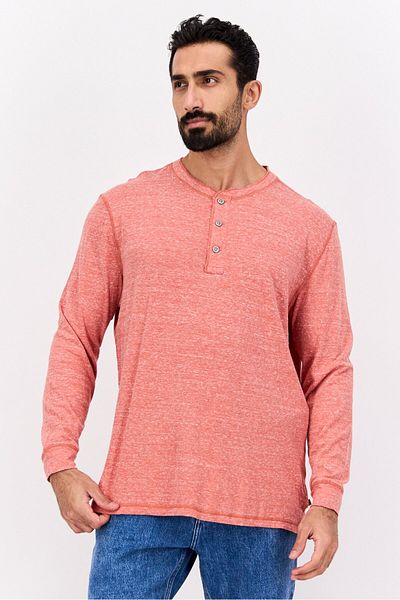 True Grit Men Crew Neck Long Sleeves Heather T-shirt, Red
