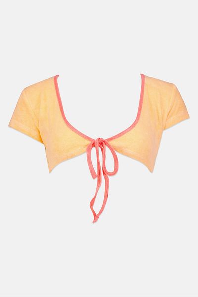 BOOHOO Women Textured Bikini Top, Peach