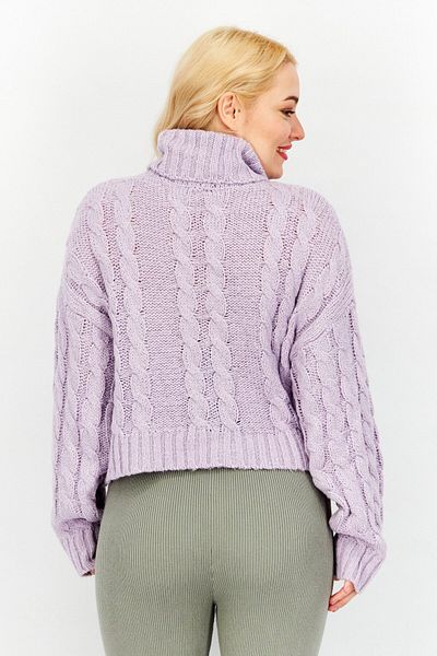 Don't Call Me Jennyfer Women Turtle Neck Cable Knit Sweater, Purple