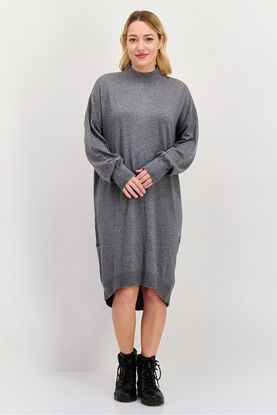 Esprit Women Knitted Sweater Dress, Heather Grey