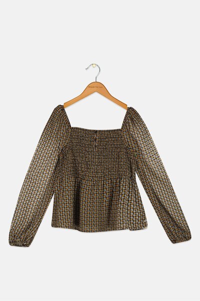Pepe Jeans Kids Girl Allover Print Blouse, Black