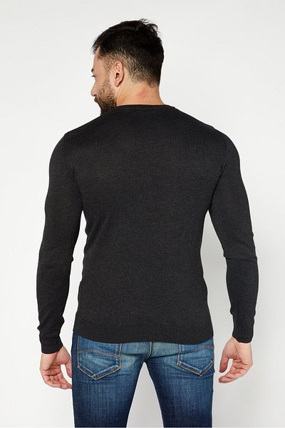 Sorbino Men Crew Neck Long Sleeve Textured Sweatshirt, Charcoal