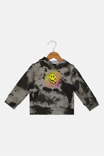 Originals by Brooklyn Cloth Toddlers Boy Hooded Tie Dyed Long Sleeves Sweatshirt, Grey,black