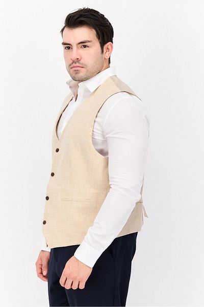 Asos Design Men Super Skinny Heather Suit Waistcoat, Beige