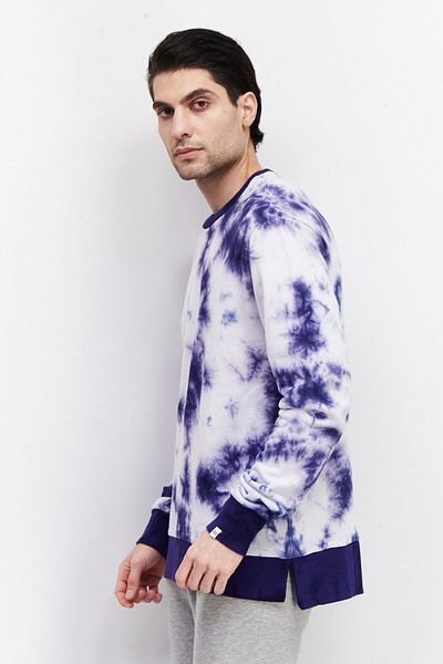 Mister Men Crew Neck Tie Dye Long Sleeves Textured Sweatshirt, Purple