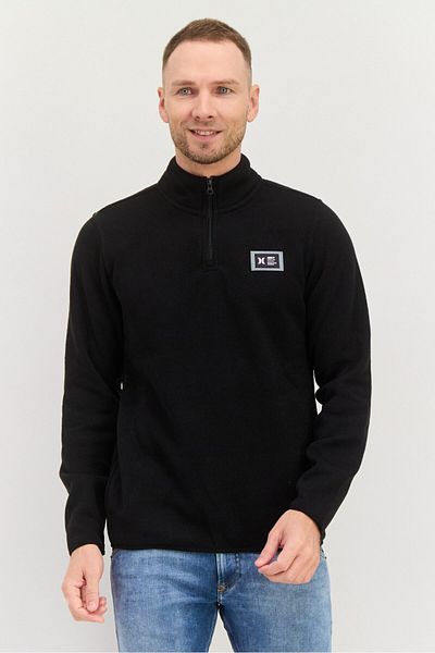Hurley Men Mock Neck Brand Logo Long Sleeves Sweatshirt, Black