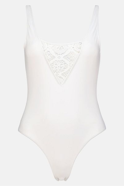 Brave Soul Women Plain One Piece Swimwear, White
