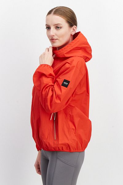 Aigle Women Brand Logo Hood With Drawstrings Windbreaker Jacket, Red