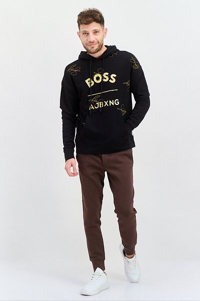 Hugo Boss Men Graphic Long Sleeves Hooded Sweatshirt, Black