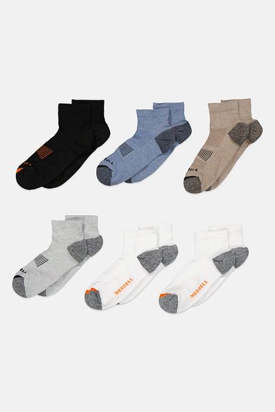 Merrell Men 6 Pairs Cushioned Everyday Ankle Socks, White