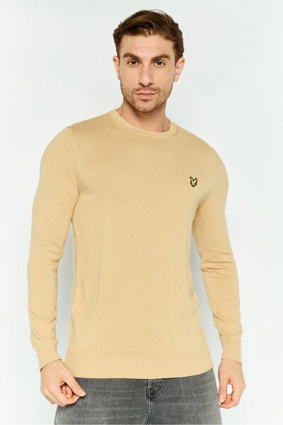 Lyle & Scott Men Crew Neck Knitted Long Sleeves Sweater, Tan