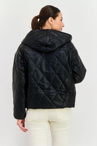 4th & Reckless Women Hooded Quilted Jacket, Black
