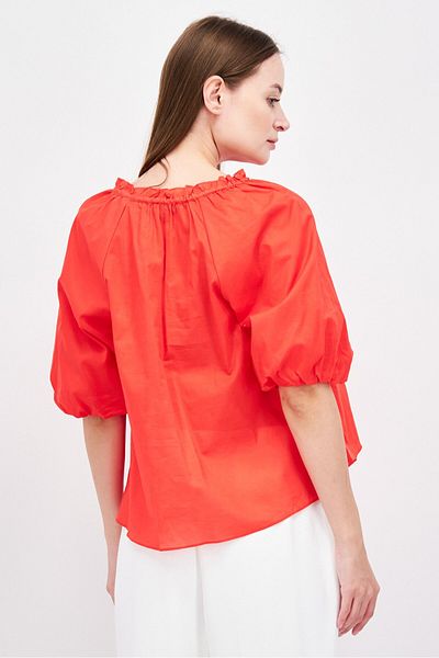 Jones of New York Women Tie Neck 3/4 Sleeves Plain Top, Red