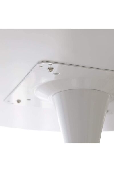 Mahmayi Modern Round Dining Table White With Pedestal Base In Tulip Design, Mid-Century Leisure Table