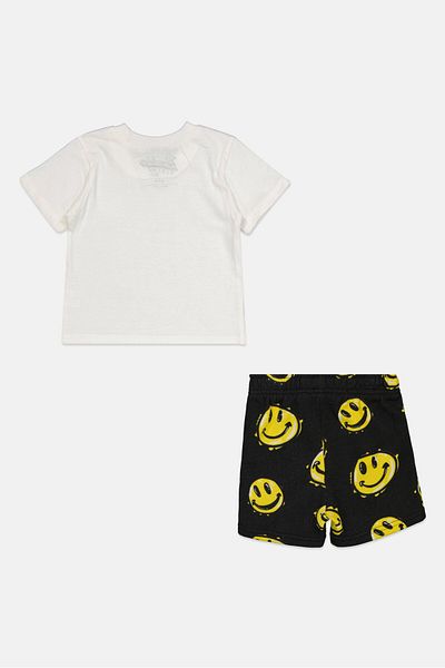 Brooklyn Toddler Boys 2 Piece Graphic Print Short Sleeves T-shirt And Shorts, White Combo