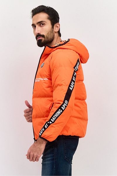 Aape By A Bathing Ape Men Brand Logo Puffer Jacket, Orange