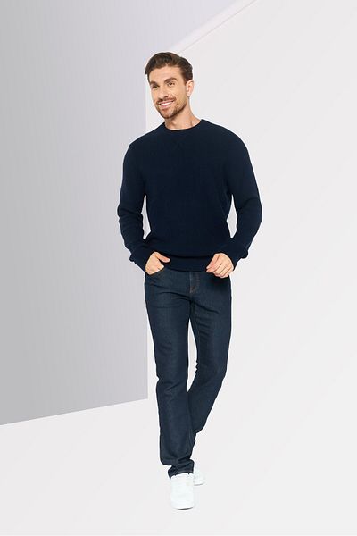 Michael Kors Men Crew Neck Textured Long Sleeves Sweatshirt, Dark Navy