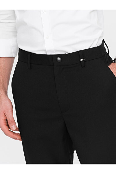 OMBRE Ανδρικό παντελόνι chino REGULAR FIT με λάστιχο στη μέση - μαύρο V4 OM-PACP-0157 XXL