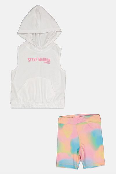 Steve Madden Kids Boy 2 Pieces Sleeveless Hoodie And Short, Multicolor