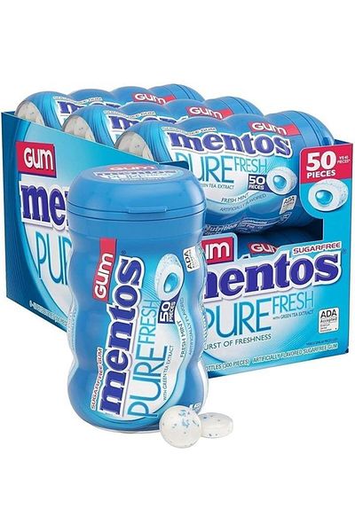 Mentos علكة دراجي بدون سكر بنكهة النعناع النقي الطازج 4 قطع * 60 غرام.