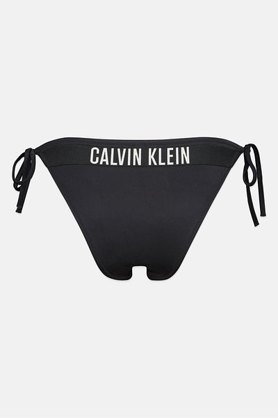 Calvin Klein ملابس سباحة نسائية من الأسفل برباط للإغلاق وشعار العلامة التجارية، باللون الأسود