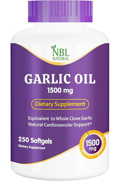 NBL Natural Garlic Oil 1500mg, High Potency, 250 Softgels