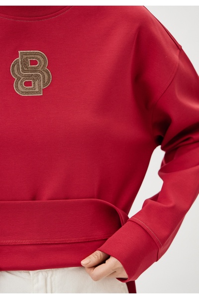 HUGO Kadın Regular Fit Uzun Kollu Dokuma Kumaş Kırmızı Sweatshirt 50533654-629