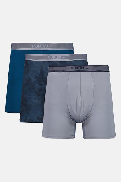 Pajar Men 3 Pieces Brand Logo Boxer Brief, Navy
