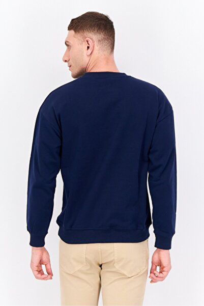 Elvis Men Crew Neck Long Sleeves Graphic Printed Sweatshirt, Navy Combo