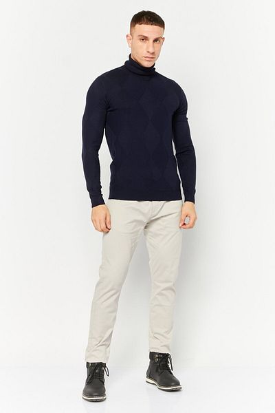 Sorbino Men Mock Neck Long Sleeves Heather Sweatshirt, Navy