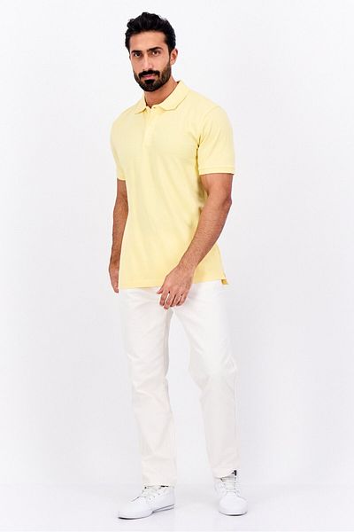 GAP Men Regular Fit Plain Short Sleeves Polo, Yellow
