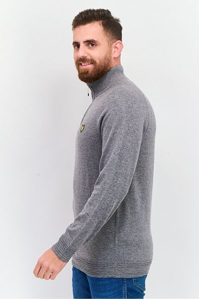 Lyle & Scott Men Mock Neck Brand Logo Long Sleeves Sweatshirt, Grey