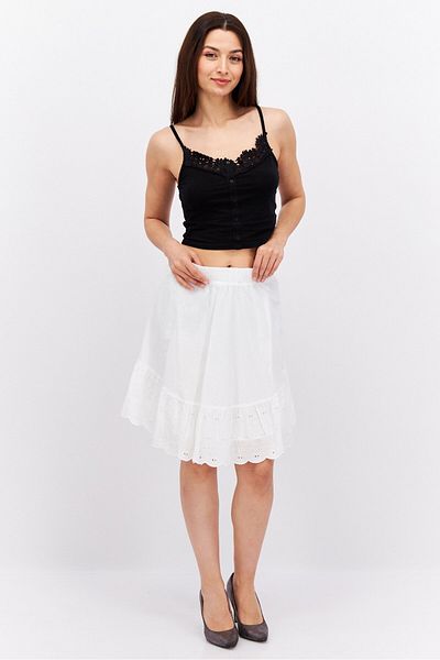 Esprit Women Solid Midi Skirt, White