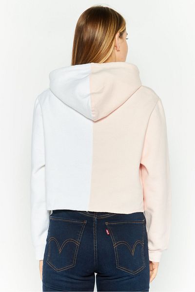 VINTAGE HAVANA Women Hooded Long Sleeves Two-toned Sweatshirt, Pink