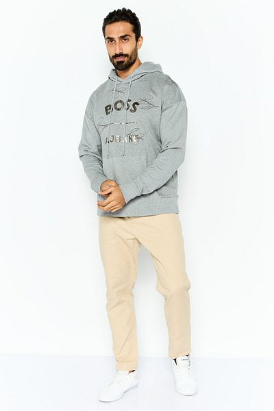 Hugo Boss Men Graphic Long Sleeves Hooded Sweatshirt, Grey