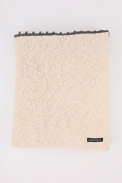 NANETTE LEPORE Cotton Knitted Throw 25 X 50 Cm, Beige