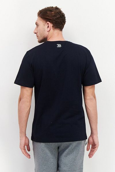 BUGATTI Men Crew Neck Short Sleeve Graphic T Shirt, Navy Blue