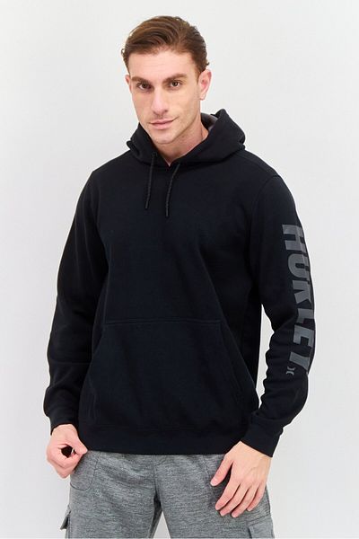 Hurley Men Sportswear Fit Brand Logo Outdoors Hoodie, Black
