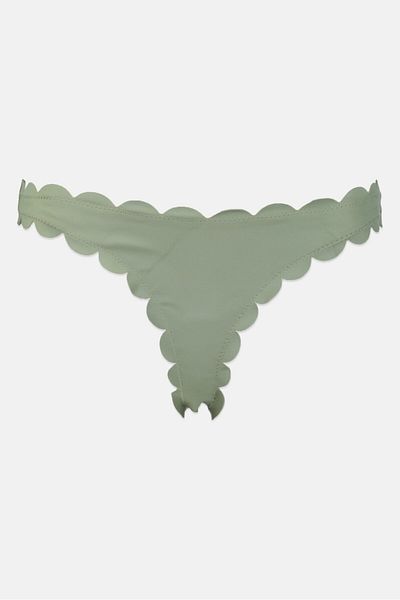 Asos Design Women Solid Pull On Bikini Bottom, Dark Green