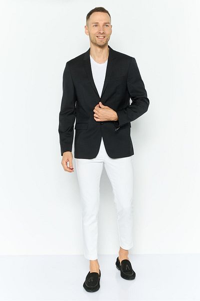 Calvin Klein Men Fitted Fit Textured Semi Formal Blazer, Black