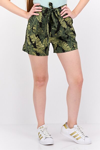 Object Women Floral Print Basic Shorts, Green