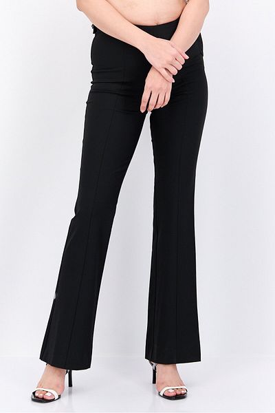 Selected Femme Women Regular Fit Straight Leg Plain Pants, Black
