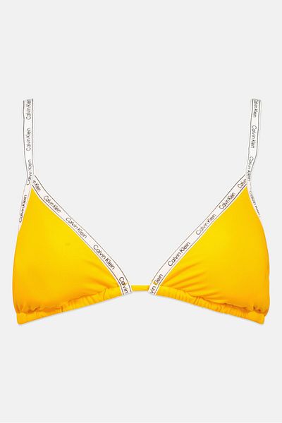 Calvin Klein Women Brand Logo Lightly Padded Swimwear Bikinis Top, Orange