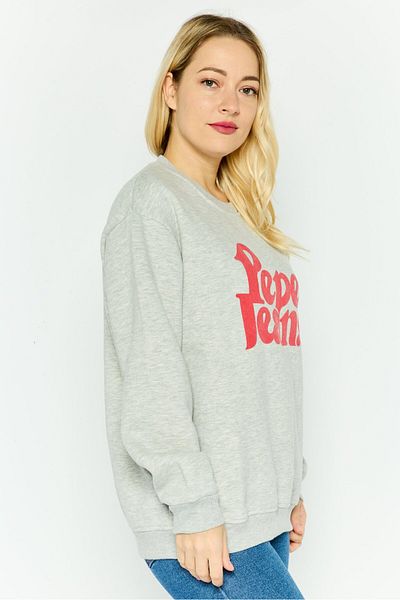 Pepe Jeans Women Crew Neck Long Sleeve Brand Logo Sweatshirt, Grey
