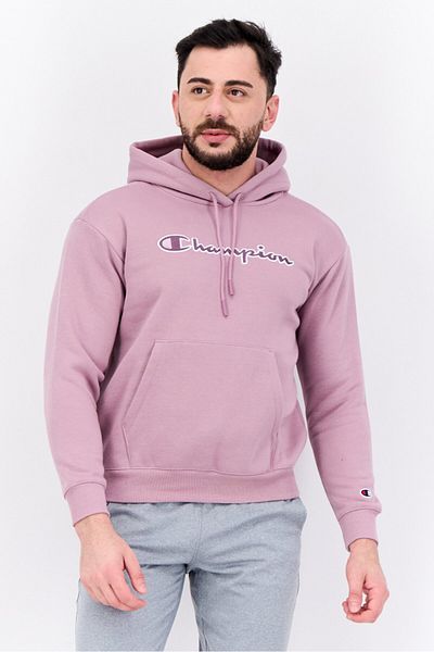 Champion Men Sportswear Fit Long Sleeves Outdoor Hooded Sweatshirt, Purple