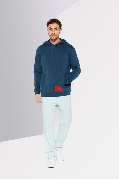 Hugo Boss Men Brand Logo Long Sleeves Hooded Sweatshirt, Dark Teal Blue